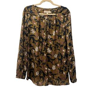 LOFT floral long sleeve blouse large